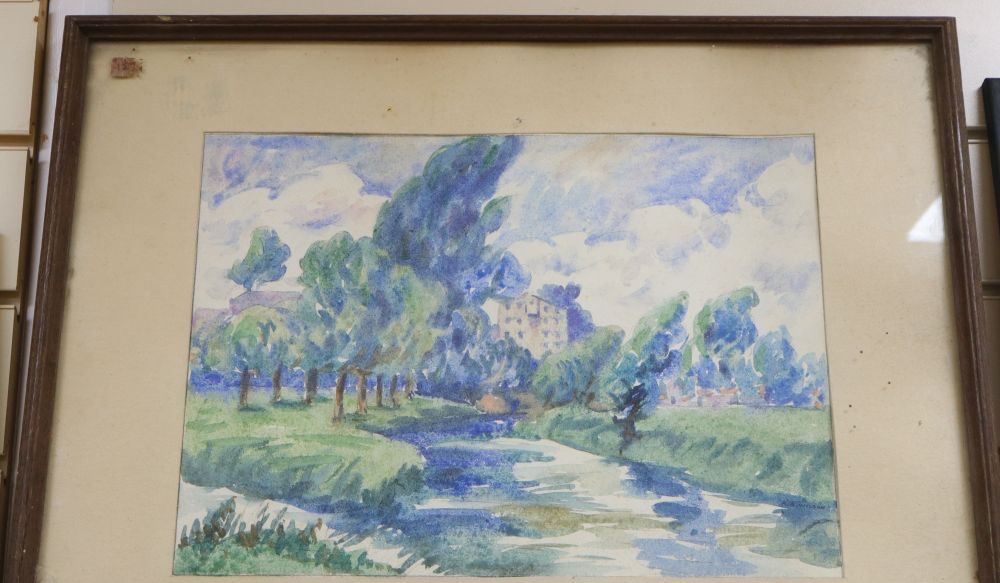 Robert Arthur Wilson (1884-1979), watercolour, River landscape, 27 x 37cm